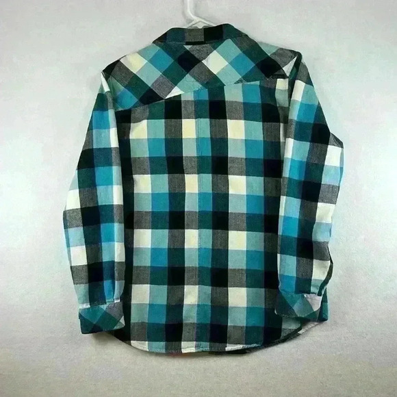 Ocean Current Shirt Black/White/Aqua Young Men’s Large Soft Plaid Flannel Casual - Picture 2 of 8